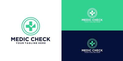 diseño de logotipo cruzado de salud y marca de verificación vector