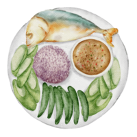 Thai food watercolor hand paint png