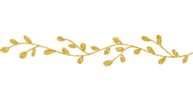 fiore e foglia glitter oro png