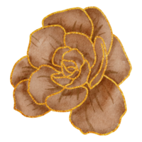 Flower with gold watercolor png