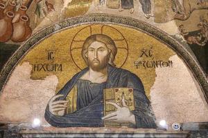 mosaico de cristo en la tierra de los vivos en la iglesia de chora, estambul foto