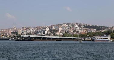 Old Galata Bridge in Golden Horn, Istanbul photo