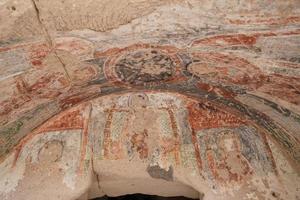 Frescos in a Cave Church in Zelve Valley, Cappadocia photo