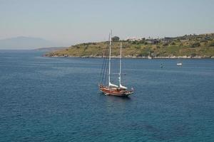 Sailboat in Bodrum Town, Turkey photo