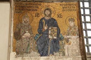 mosaico en el museo hagia sophia, ciudad de estambul, turquía foto