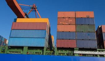 Container Ship is loading in a port photo