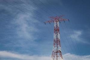 Red and White Electric Pole photo