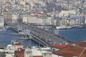 Galata Bridge and Karakoy district in Istanbul city photo