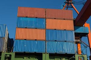 Container Ship is loading in a port photo