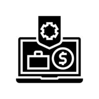 business laptop protect process glyph icon vector illustration