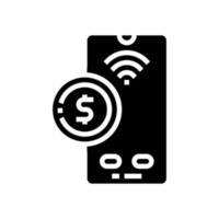 mobile pay contactless glyph icon vector illustration