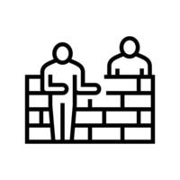 builders building wall line icon vector illustration