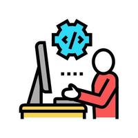 programmer coding and development color icon vector illustration