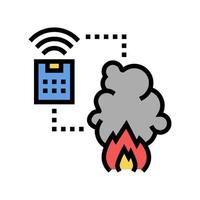 sistema de alarma contra incendios de la ilustración de vector de icono de color de casa inteligente