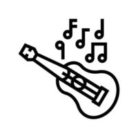 ukelele hawaii músico instrumento línea icono vector ilustración
