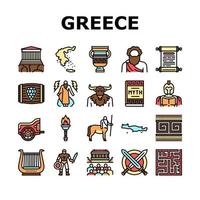 Ancient Greece Mythology History Icons Set Vector