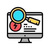 research computer incident color icon vector illustration