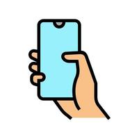 finger swiping on phone screen color icon vector illustration