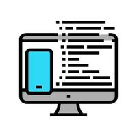 coding phone application on computer color icon vector illustration