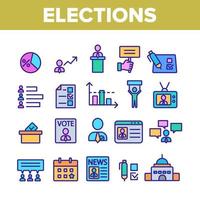 Elections Color Elements Vector Icons Set