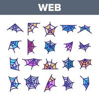 tela de araña, conjunto de iconos lineales vectoriales de telaraña vector