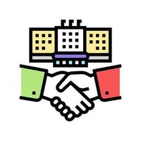 embassy diplomats handshaking color icon vector illustration