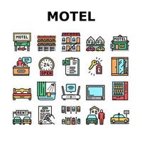 conjunto de iconos de colección de servicio de comodidad de motel vector
