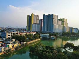 Jakarta,Indonesia, 11 May 2022 - Beautiful aerial view - Apartment and office building. photo