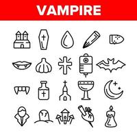 Protection From Vampire Vector Linear Icons Set