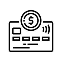 ilustración de vector de icono de línea de tarjeta de dinero electrónico de débito