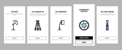 Photography Device Onboarding Icons Set Vector