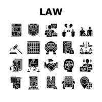 Law Justice Dictionary Collection Icons Set Vector