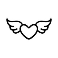 heart on the wings of the icon vector. Isolated contour symbol illustration vector