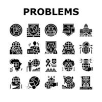 problemas públicos sociales en todo el mundo iconos conjunto vector
