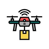 Ilustración de vector de icono de color de entrega de drones