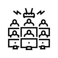 network connection line icon vector illustration