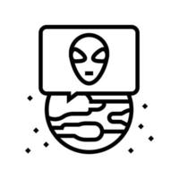 alien planet line icon vector illustration