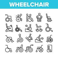 Wheelchair For Invalid Collection Icons Set Vector