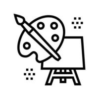 art palette brush and canvas on tripod line icon vector illustration