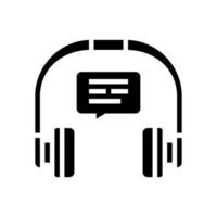 escuchar música auriculares glifo icono vector ilustración