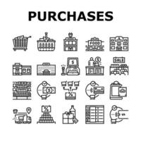 Purchases And Shopping Collection Icons Set Vector