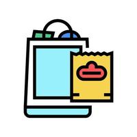 paquete con compras color icono vector ilustración