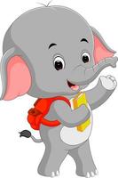 cute elephant with backpack vector