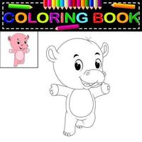 hippo coloring book vector