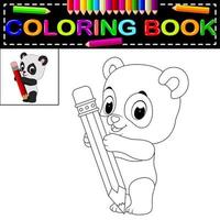 cute happy panda coloring book vector