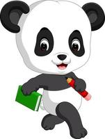 cute panda holding pencil and book vector