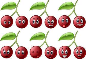 cherry with different emoticon vector