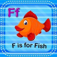 flashcard letra f es para peces vector