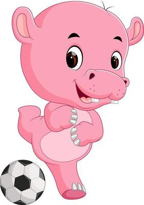 funny hippo cartoon with ball