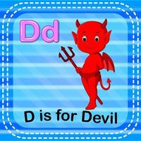 Flashcard letter D is for devil vector